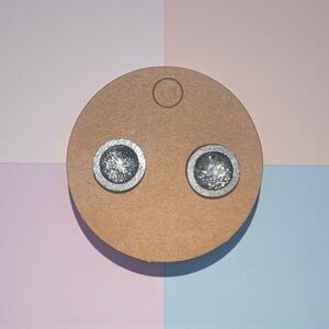 Silver Glitter Stud Earrings